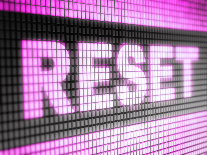 "reset" on a screen.